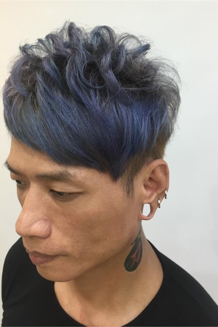 韓系男士灰藍設計染